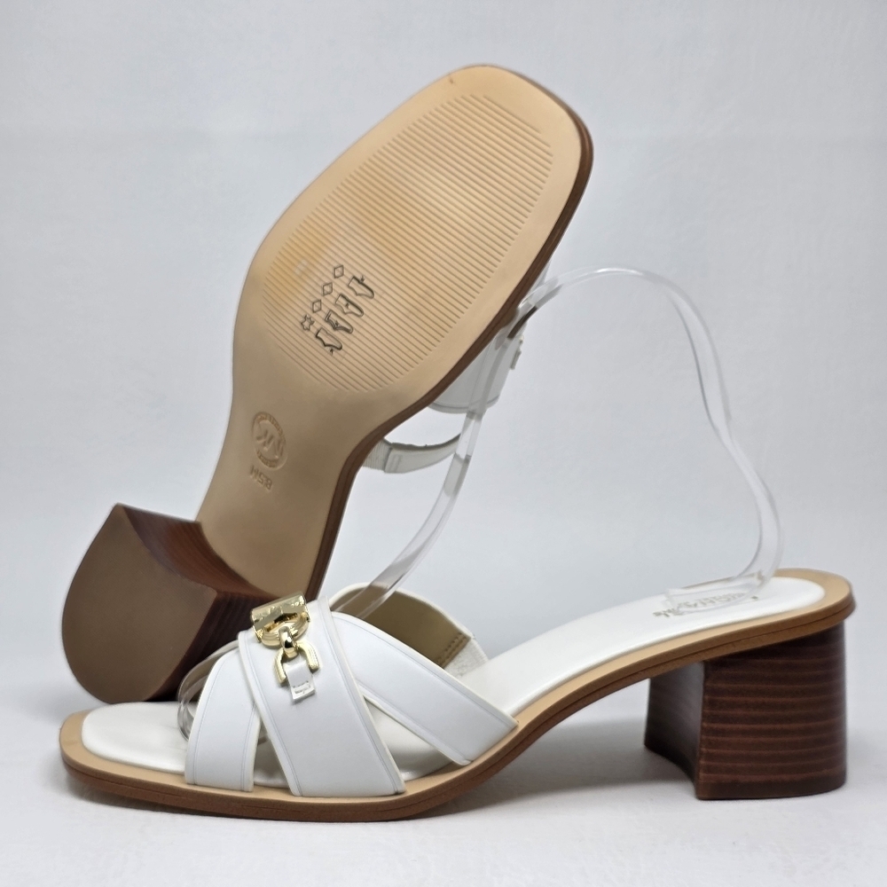 Michael Michael Kors Women's Tiffanie White Heel Sandals Size 6M New - Picture 3 of 11